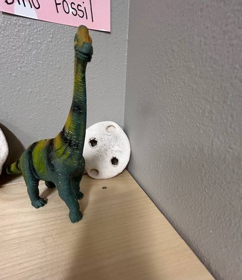 Photo of a painted toy dinosaur